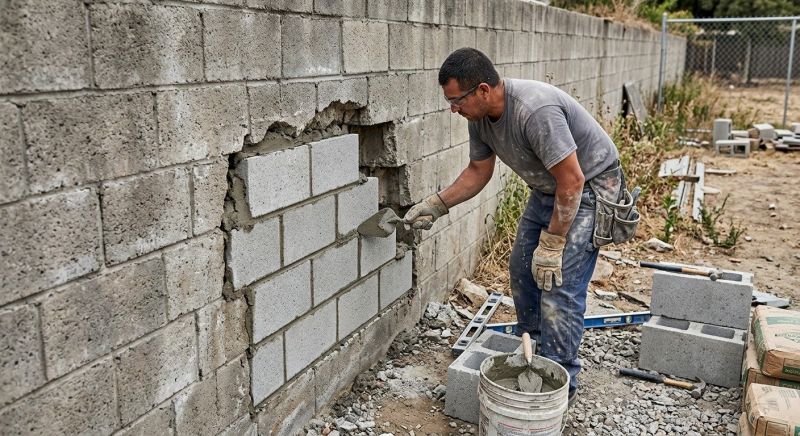 Cinder Block Wall Repair in Eden, UT