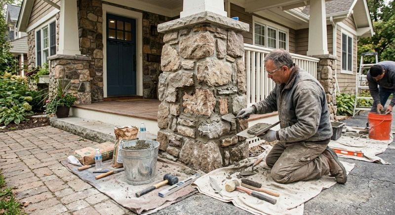 Stone Column Repair in Davis County, UT